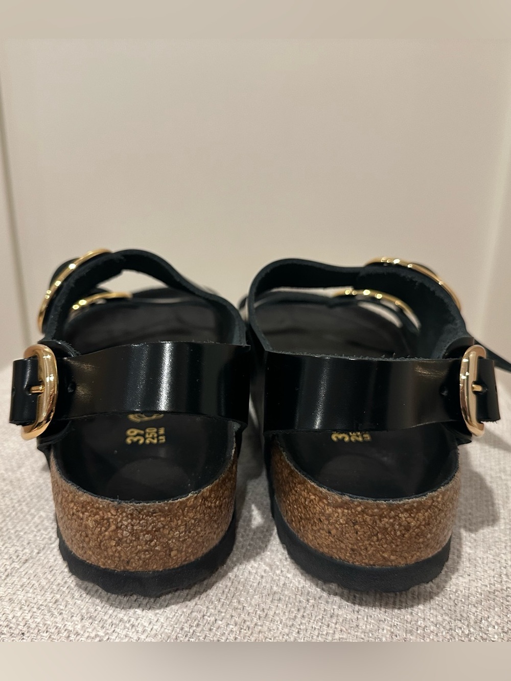 NWT Birkenstock size 39 Milano Big Buckle high shine black sandals - Picture 7 of 13